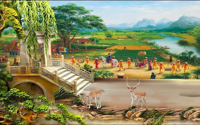 Tranh vinh quy bái Tổ 3D đẹp, sắc nét