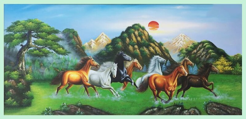 Tranh bát mã Nhật Xuất Thiên Sơn làm tranh vẽ phù hợp với mệnh Thổ