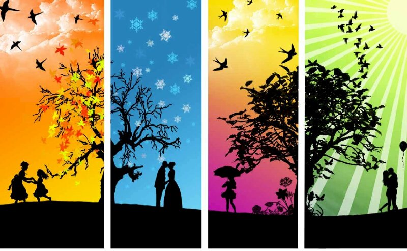 Tranh bốn mùa đẹp lãng mạn