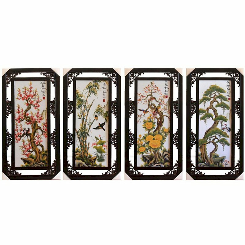 Tranh tứ quý Đào Cúc Trúc Tùng