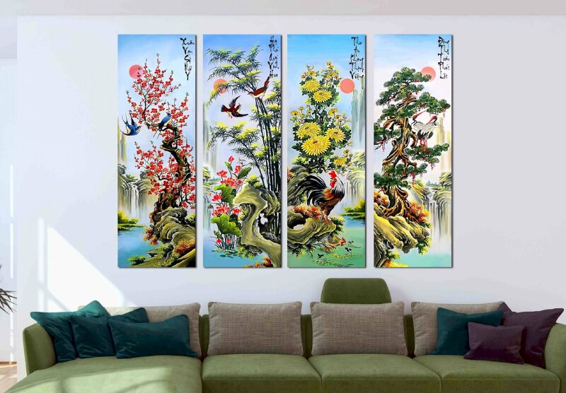 Tranh tứ quý mang lại may mắn, bình yên cho gia chủ