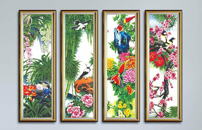 Tranh tứ quý phong cảnh đẹp thanh bình