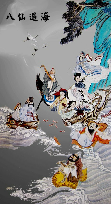 Tranh vẽ Bát Tiên Quá Hải đẹp nhất