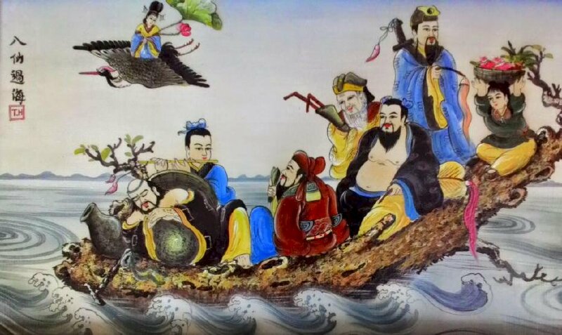Tranh Bát Tiên Quá Hải vượt biển 