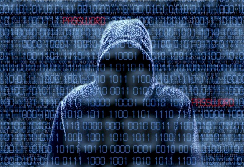 Ảnh đại diện hacker ngầu không mặt và dãy bit