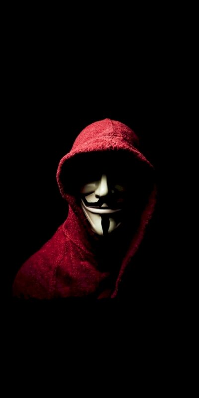 Ảnh đại diện mặt nạ hacker mặc áo hoodie đỏ nổi bật