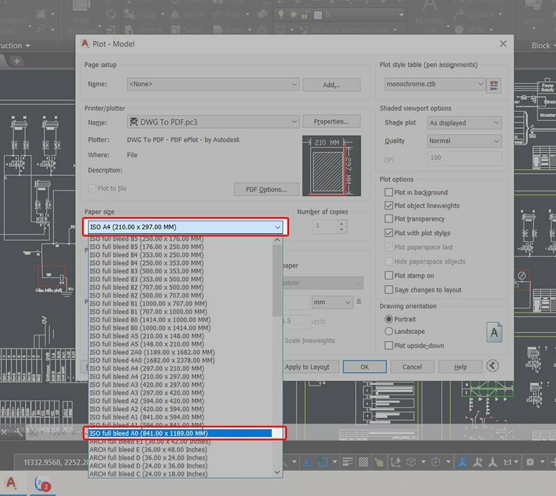 Bước 3: Ở mục Paper size, bấm mũi tên xổ xuống và bấm chọn kích thước cho file PDF bạn muốn chuyển đổi.