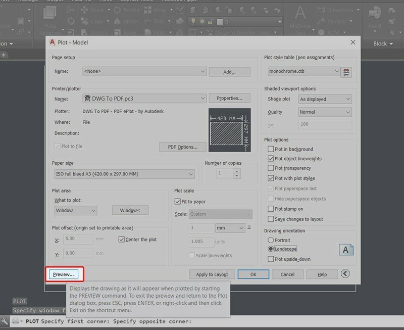 Bước 8: Bấm vào Preview để xem trước bản thiết kế sẽ in sang PDF