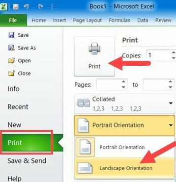 Cách in ngang trong Excel 2010, 2007