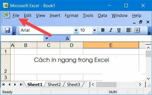 Cách in ngang trong Excel 2003
