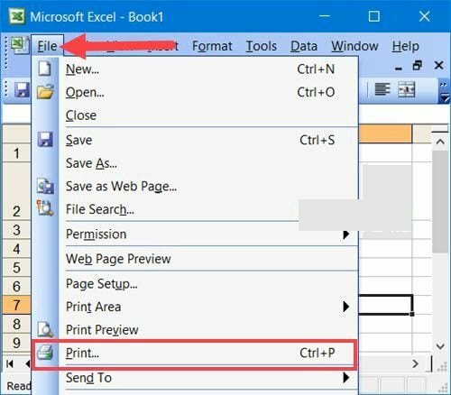 Cách in ngang trong Excel 2003