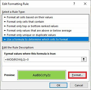 Cách tạo màu cho bảng tính trước khi in