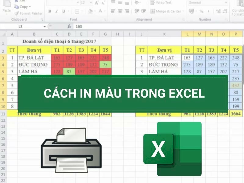 Cách in màu trong Excel