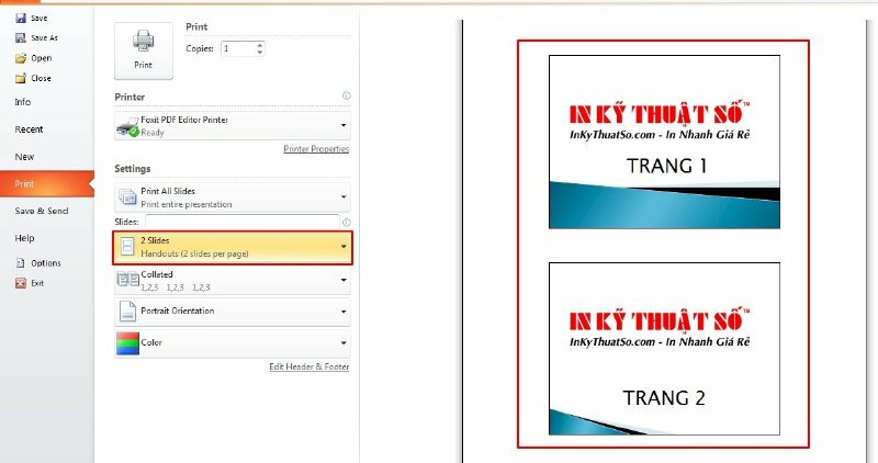 Cách In 2 Slide Trên 1 Mặt Giấy Trong PowerPoint