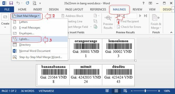 Thiết kế khung, định dạng tem nhãn cần in trên Word