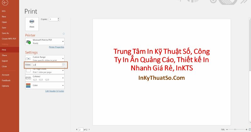 Cách in trang chẵn lẻ trong Powerpoint