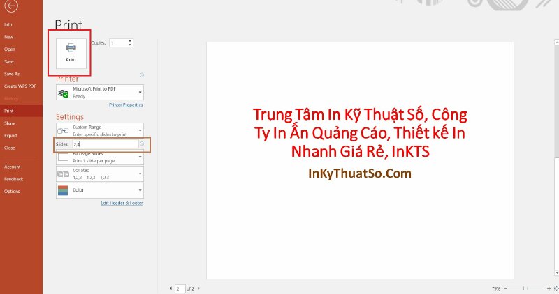 Cách in trang chẵn lẻ trong Powerpoint