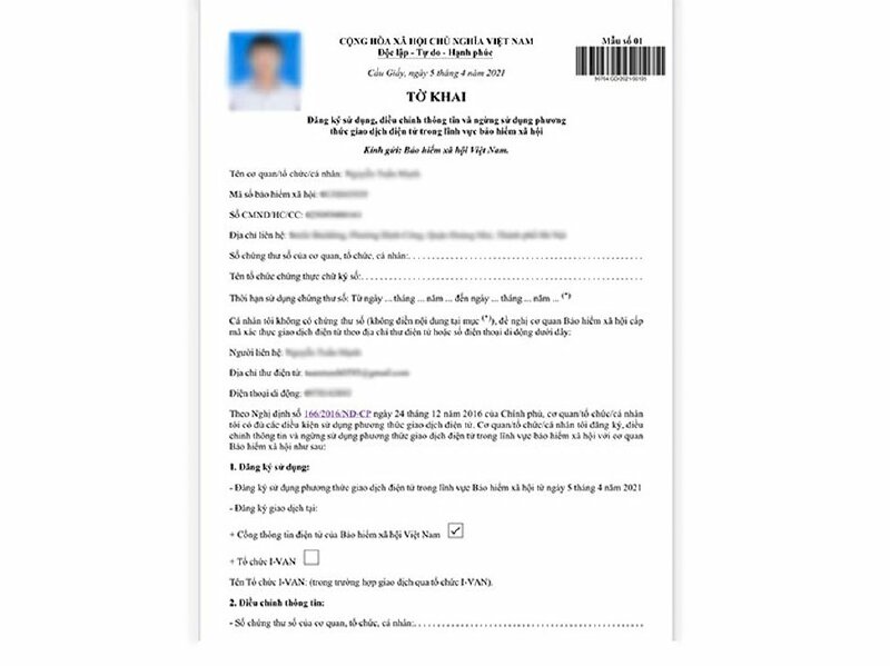 Mở file tờ khai VssID - Bảo hiểm xã hội cần in