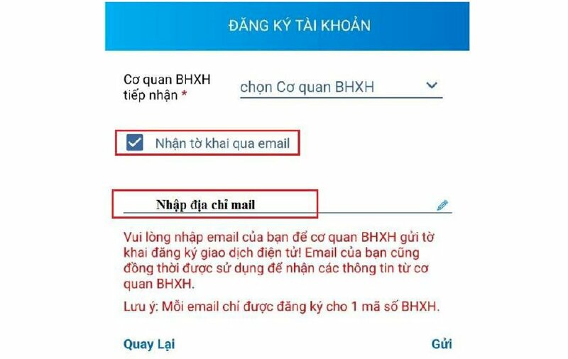 Cách lấy tờ khai thông qua email đăng ký với cơ quan BHXH