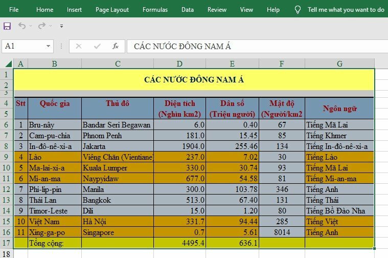 Chọn vùng dữ liệu cần in trong Excel