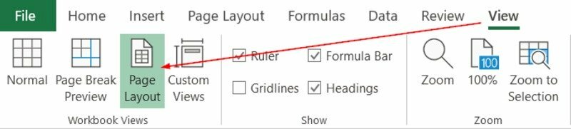 Cách in số trang trong Excel bằng cách chọn chế độ xem Page Layout rồi thêm Header/Footer - InKyThuatSo