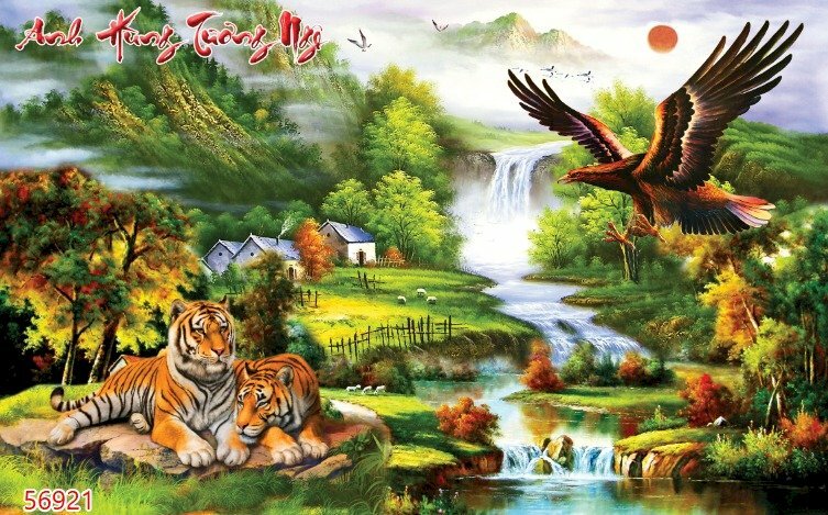 Tranh 3D anh hùng tương ngộ dán tường trang trí cực đẹp