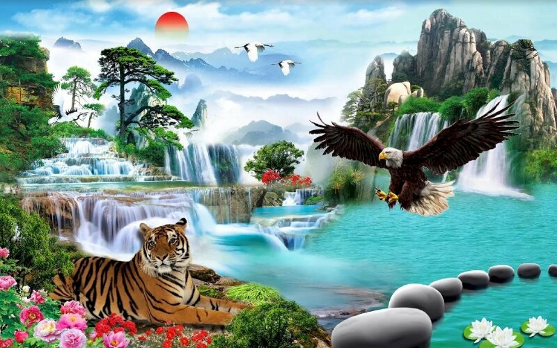 Tranh anh hùng tương ngộ 3D trang trí phòng khách tuyệt đẹp