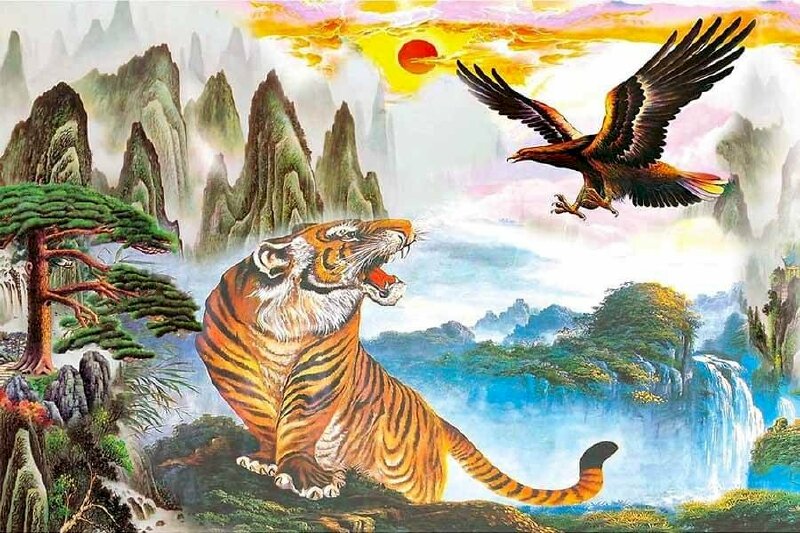 Tranh anh hùng tương ngộ vẽ sơn dầu đẹp, sống động