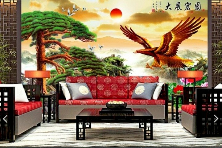 Tranh đại bàng tung cánh dán tường phong thuỷ may mắn