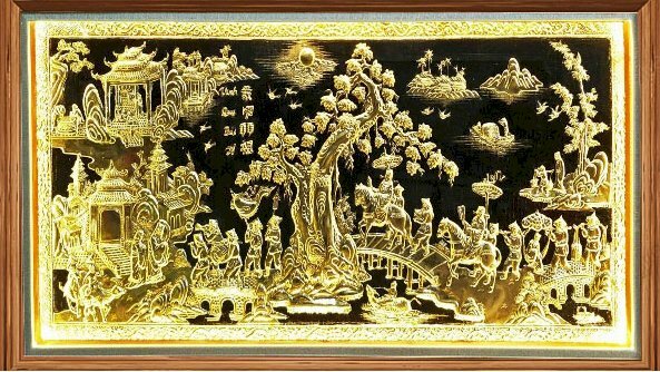 Tranh Trạng Nguyên vinh danh về thăm làng được mạ vàng tuyệt đẹp