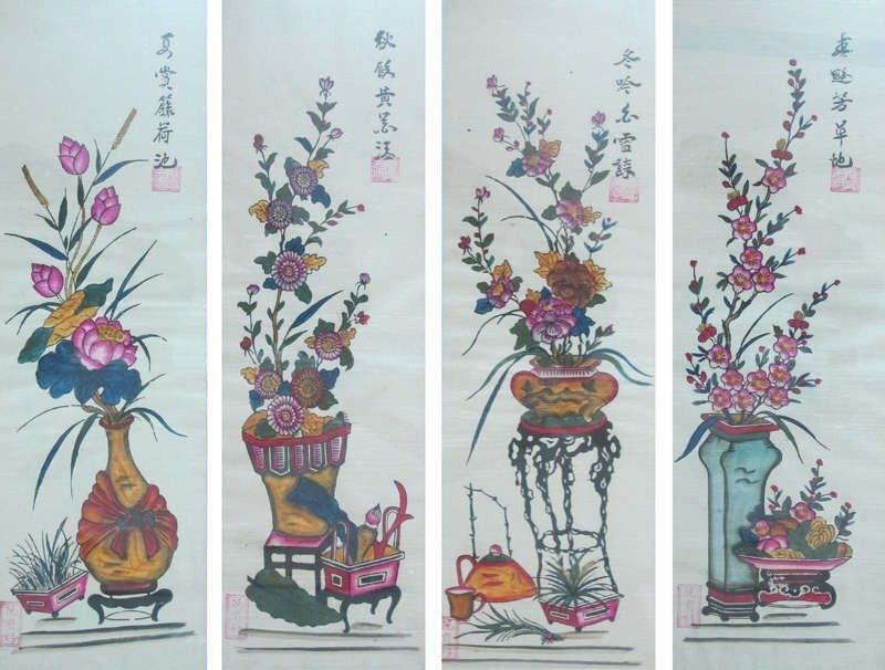 Tranh Tứ Bình Đông Hồ vẽ màu đẹp