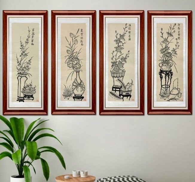 Bộ tranh Tứ Bình Đông Hồ treo tường trang trí phòng khách