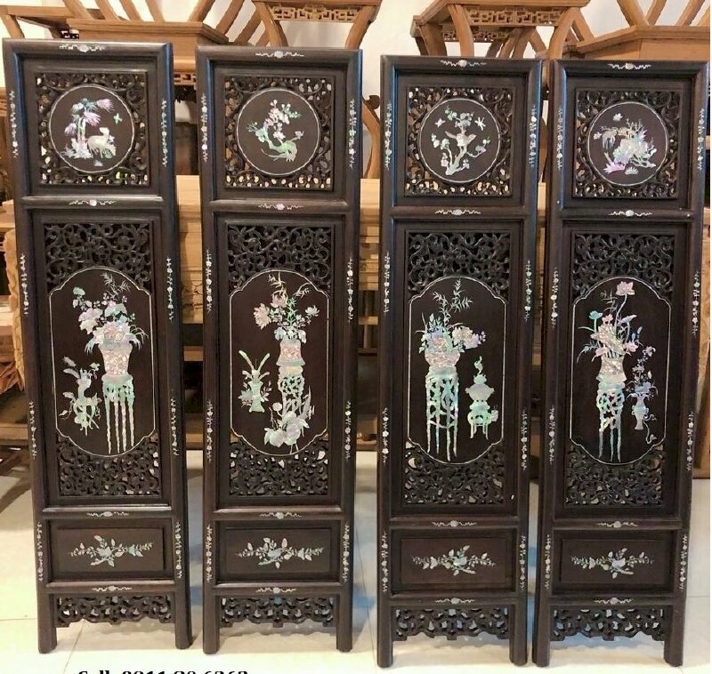 Bộ tranh Tứ Bình khảm ốc theo lối Huế xưa