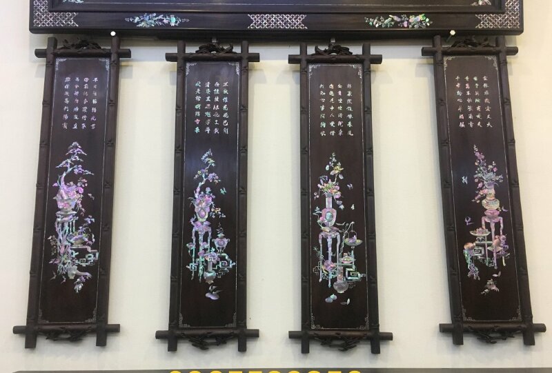 Tranh Tứ Bình khảm ốc treo tường trang trí phong cách xưa cổ kính