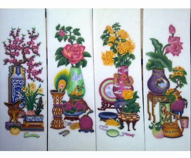 Bộ tranh Tứ Bình vẽ màu đẹp