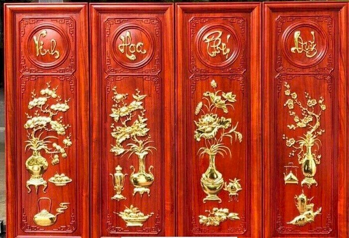 Bộ tranh Tứ Bình Vinh Hoa Phú Quý đẹp, sang trọng
