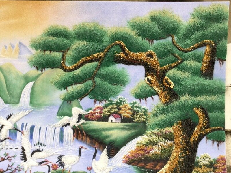 Tranh tùng hạc diên niên 3D đẹp nhẹ nhàng, thanh thoát