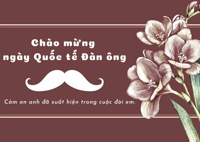 Hình ảnh hoa và họa tiết râu biểu tượng của đàn ông kèm lời chúc ý nghĩa