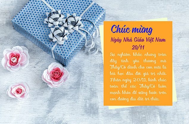 Hình ảnh món quà nhò cùng lời chúc dễ thương đến Thầy Cô
