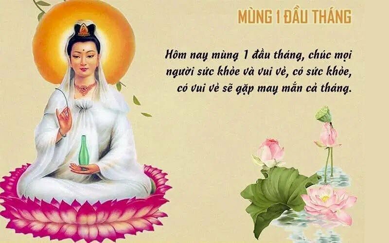 Hình hình ảnh Phật Quan Âm Bồ Tát kèm cặp lời nói chúc cho một ngày mới mẻ mon mới mẻ nhiều may mắn