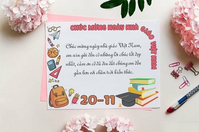 Hình ảnh thiệp đẹp kèm lời chúc dễ thương ngày 20/11