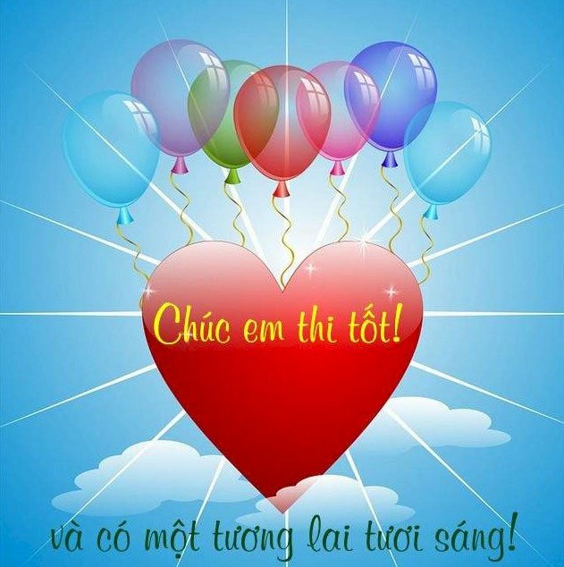 Hình ảnh trái tim và lời chúc thi tốt ý nghĩa
