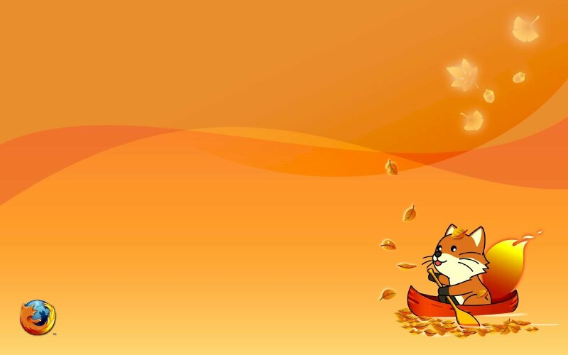 Hình ảnh con cáo con chibi đang chè thuyền cùng biểu tượng của FireFox