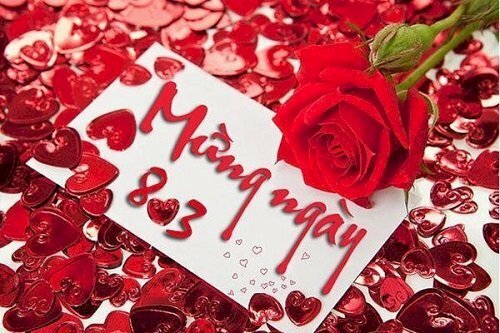 Hình ảnh chúc mừng 8/3 đẹp với màu đỏ chủ đạo
