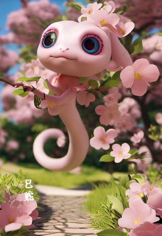 Hình 3D con rắn màu hồng cute, đáng yêu nhất