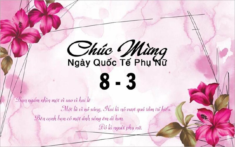 Hình ảnh thiệp chúc mừng 8/3 kèm lời chúc ý nghĩa