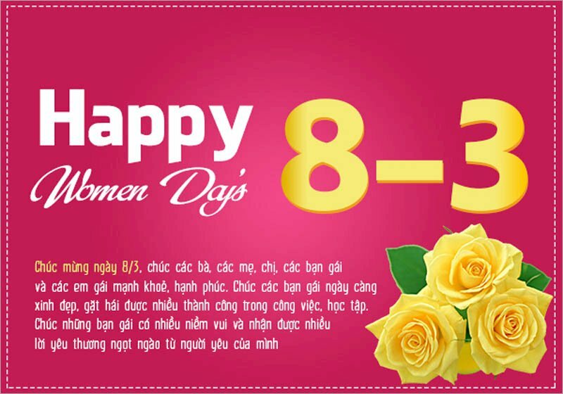 Hình ảnh thiệp chúc mừng 8/3 đẹp với lời chúc ý nghĩa