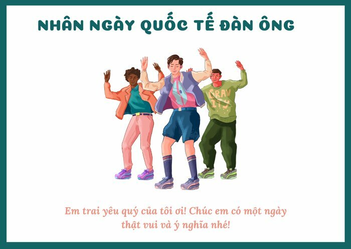 Hình ảnh nhóm bạn nhảy múa hào hứng chúc mừng ngày của đàn ông