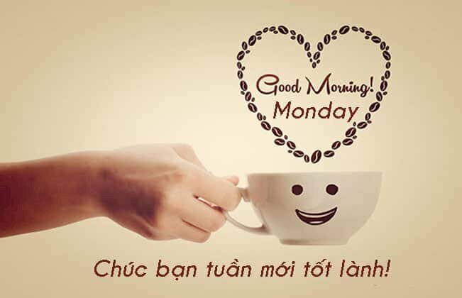 Hình ảnh tách cafe dễ thương chúc tuần mới tốt lành