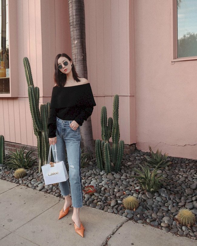 Kiểu tạo dáng chụp ảnh ngoài trời ngầu cho nữ kiểu bỏ tay túi quần 